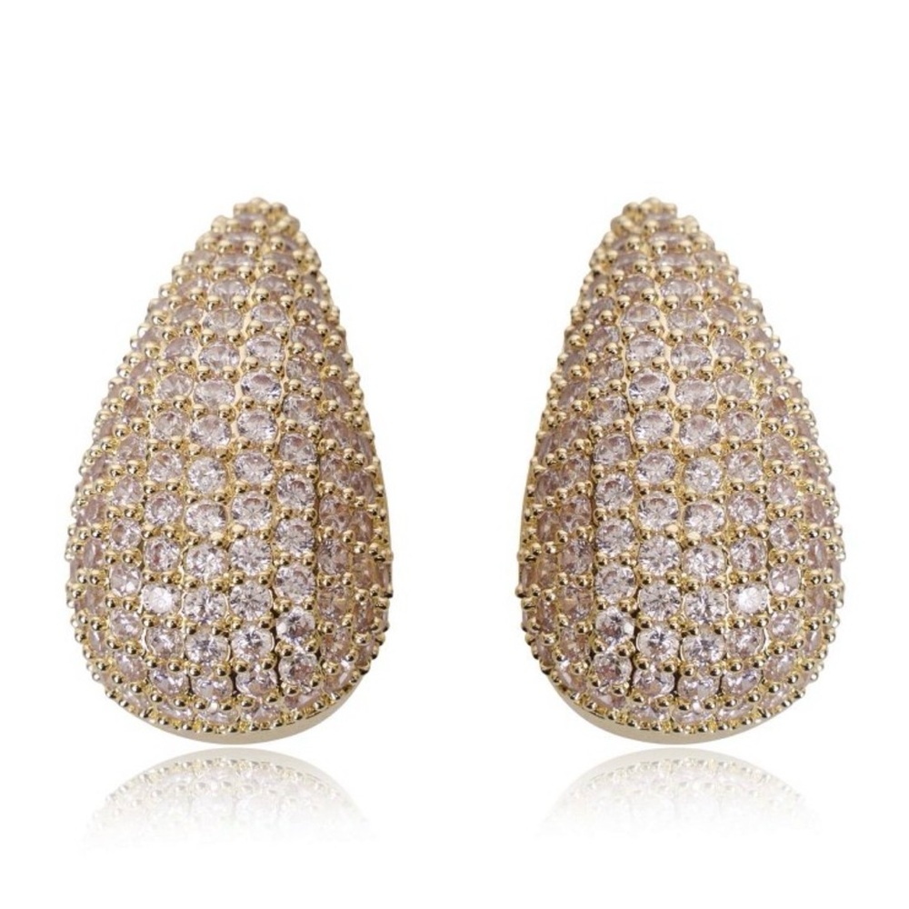 Gold and Crystal Teardrop Earrings